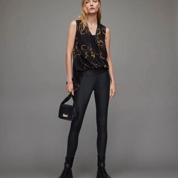 All Saints Women's Abi Drape Sleeveless Top Black - Picture 7 of 12